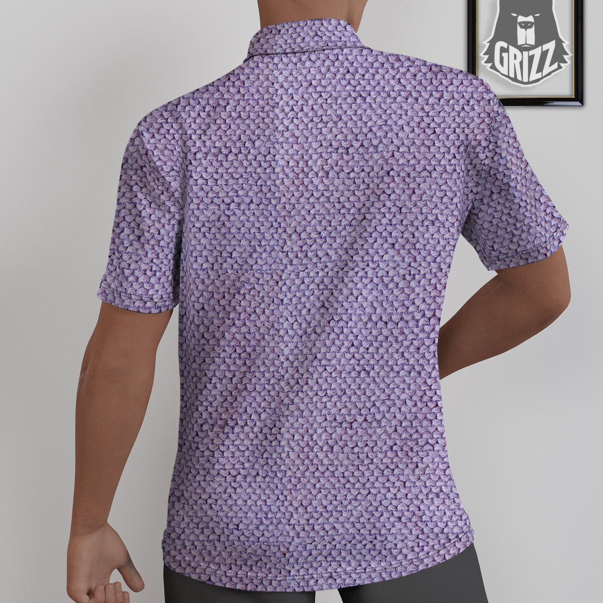 Knitted Violet Print Pattern Untucked Shirts-grizzshop