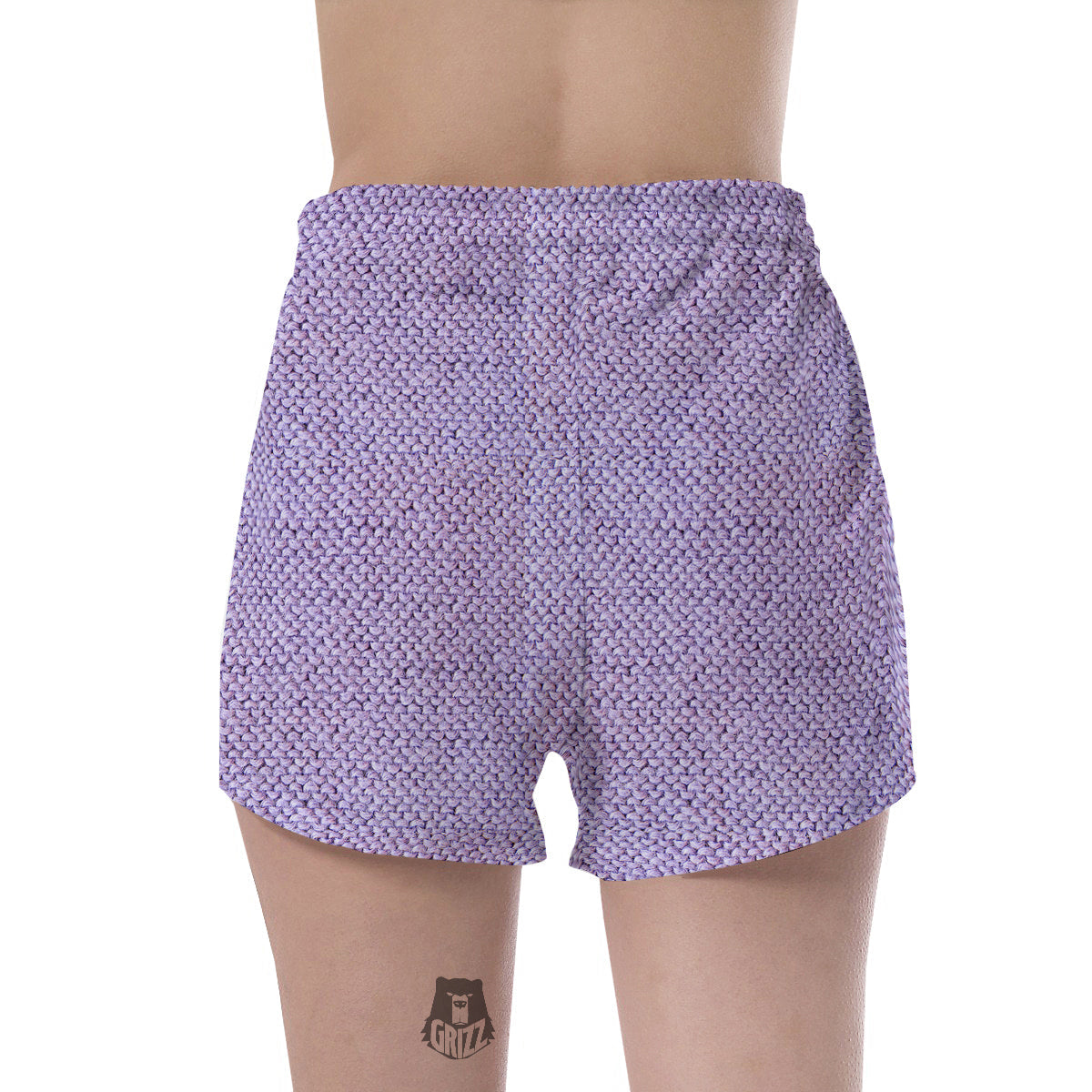Knitted Violet Print Pattern Women's Shorts-grizzshop