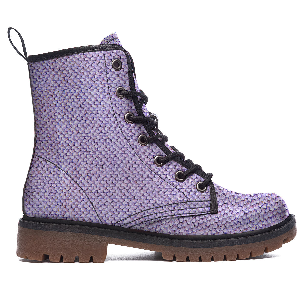 Knitted Violet Print Pattern Work Boots-grizzshop