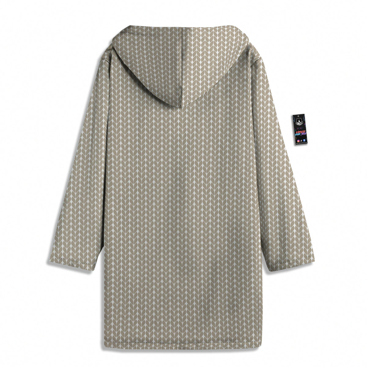 Knitted White And Beige Print Pattern Men's Windbreaker Jacket-grizzshop