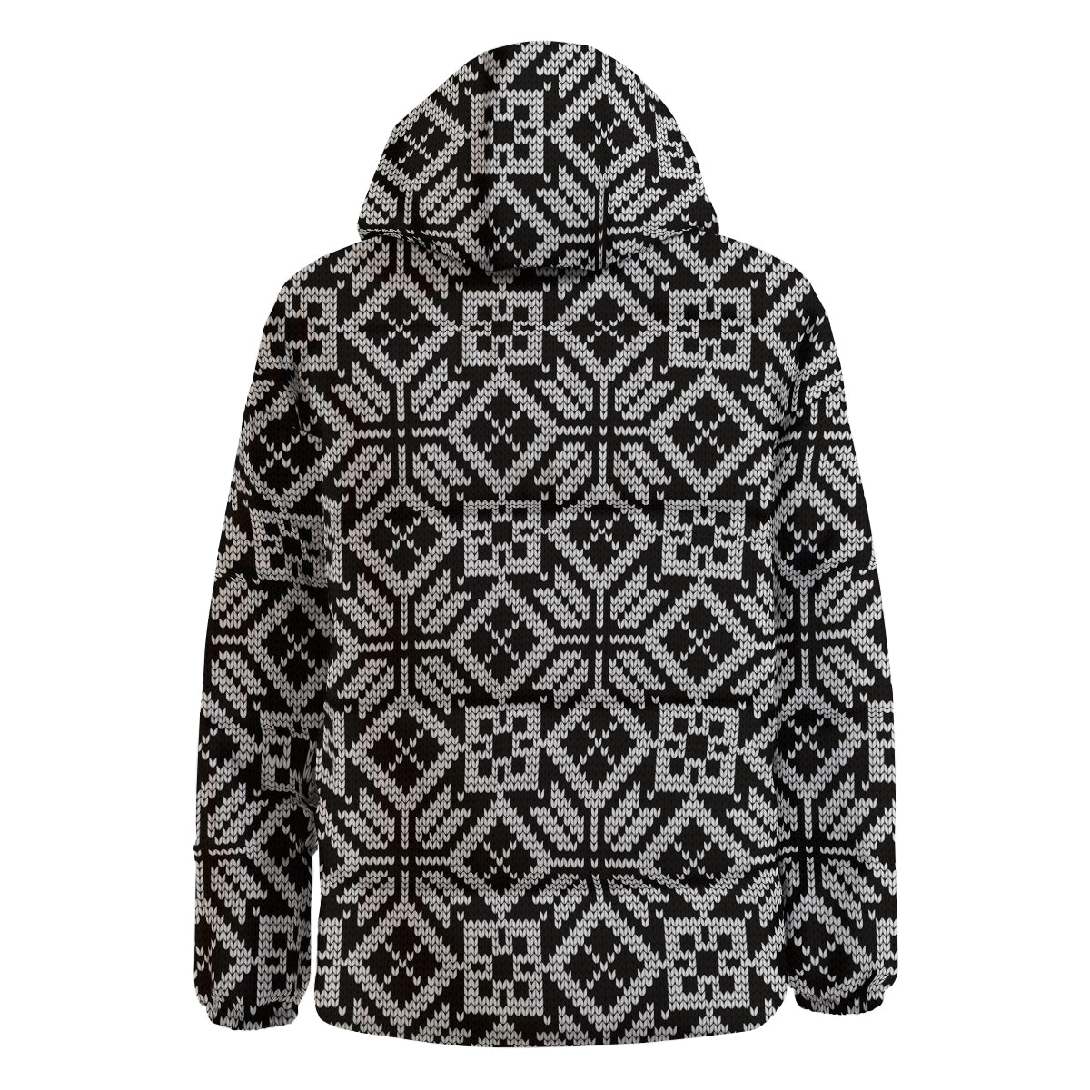 Knitted White And Black Print Pattern Down Jacket-grizzshop