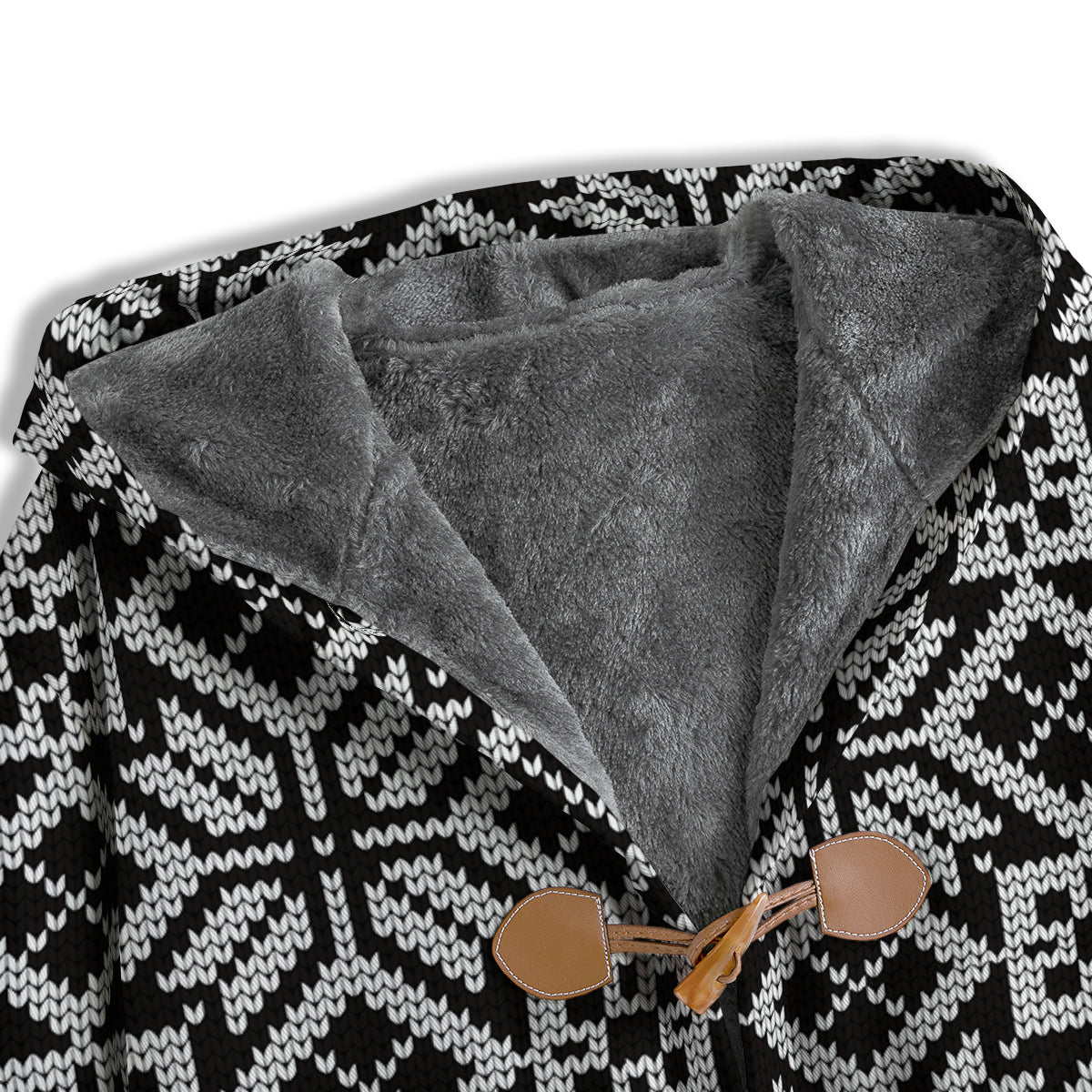 Knitted White And Black Print Pattern Men's Windbreaker Jacket-grizzshop