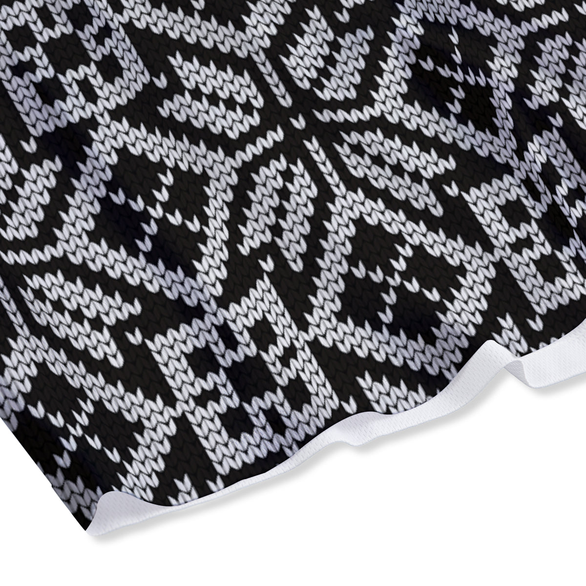 Knitted White And Black Print Pattern Mesh Shorts