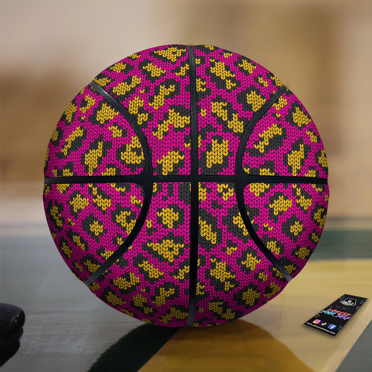 Knitted Wild Pink Leopard Print Pattern Basketball