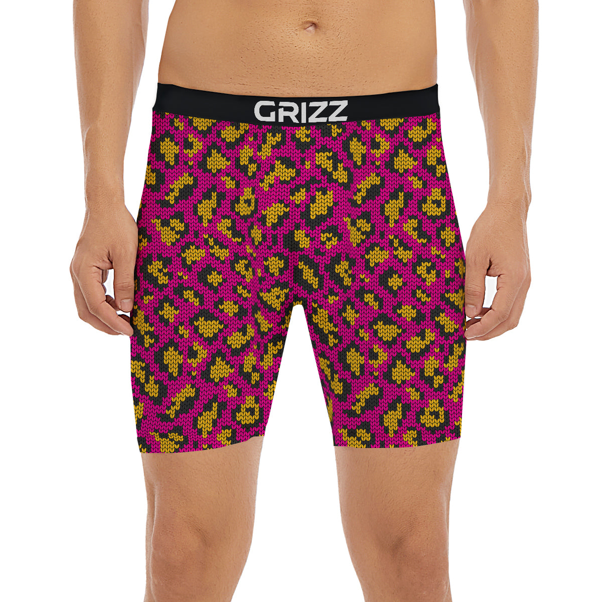 Knitted Wild Pink Leopard Print Pattern Boxer Briefs-grizzshop