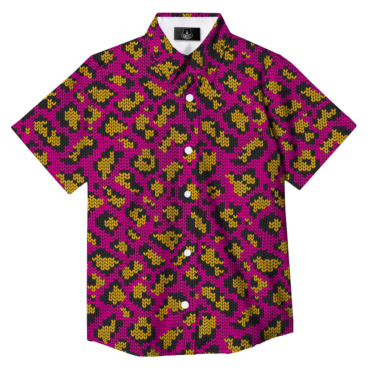 Knitted Wild Pink Leopard Print Pattern Button Up Shirt-grizzshop