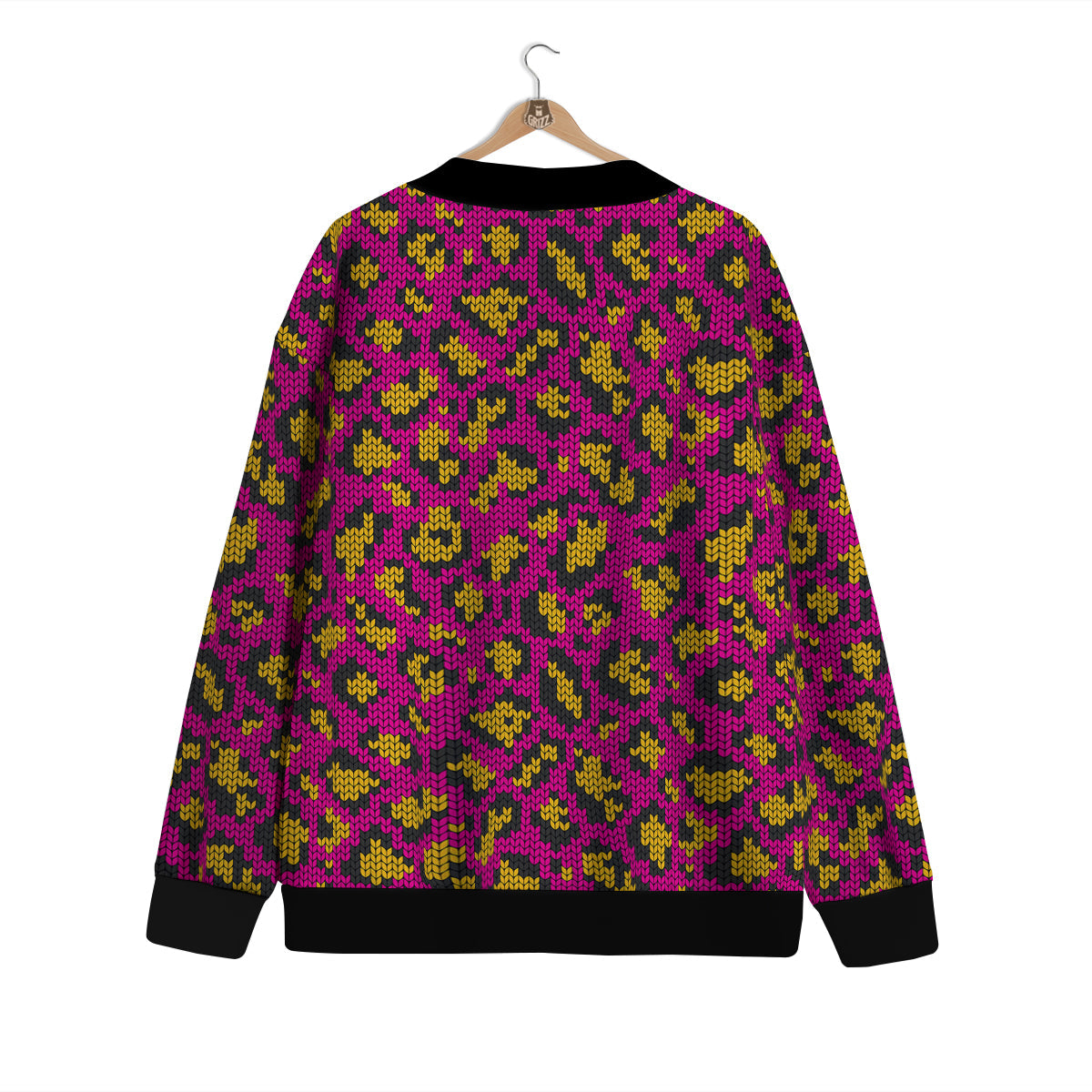 Knitted Wild Pink Leopard Print Pattern Cardigan-grizzshop