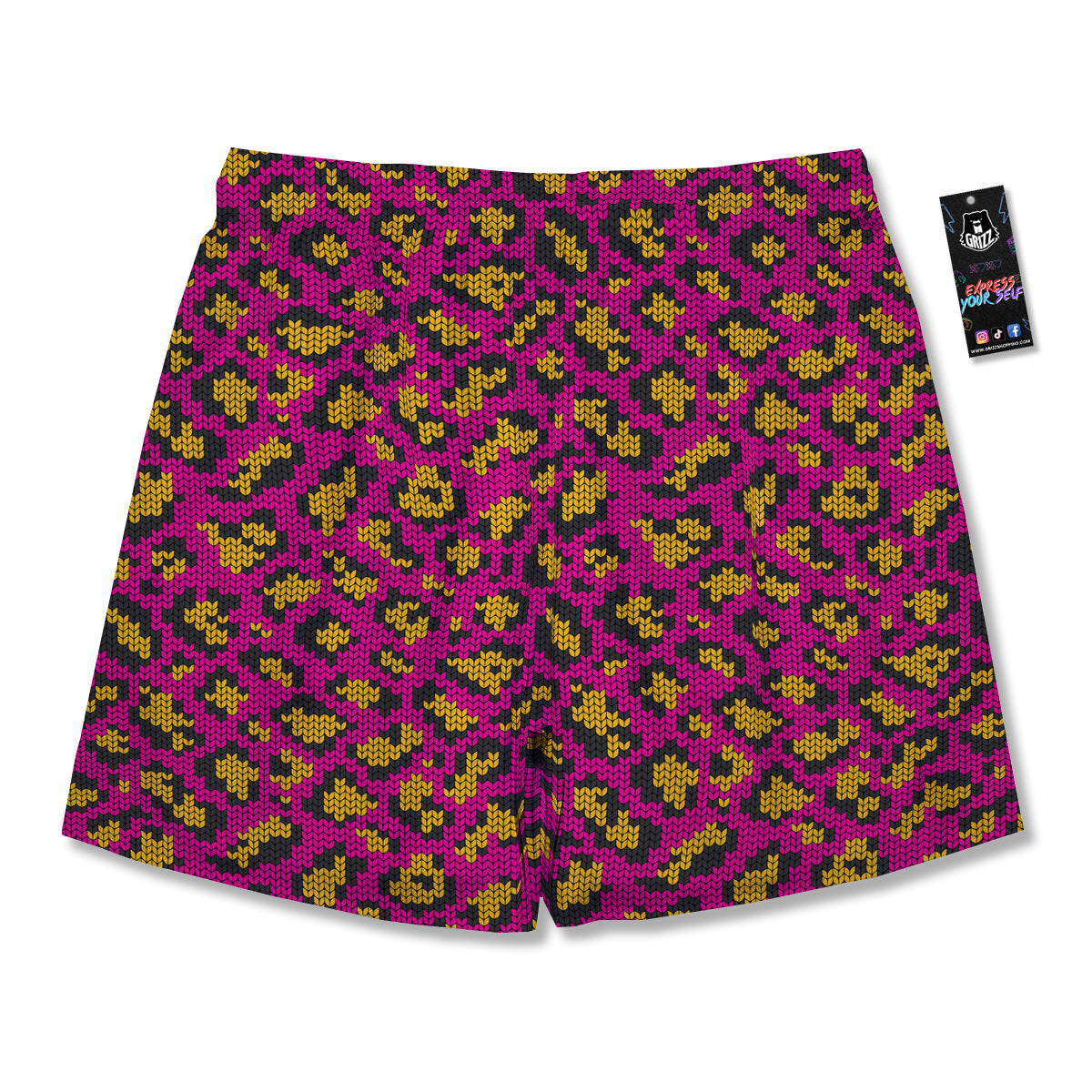 Knitted Wild Pink Leopard Print Pattern Men's Running Shorts-grizzshop