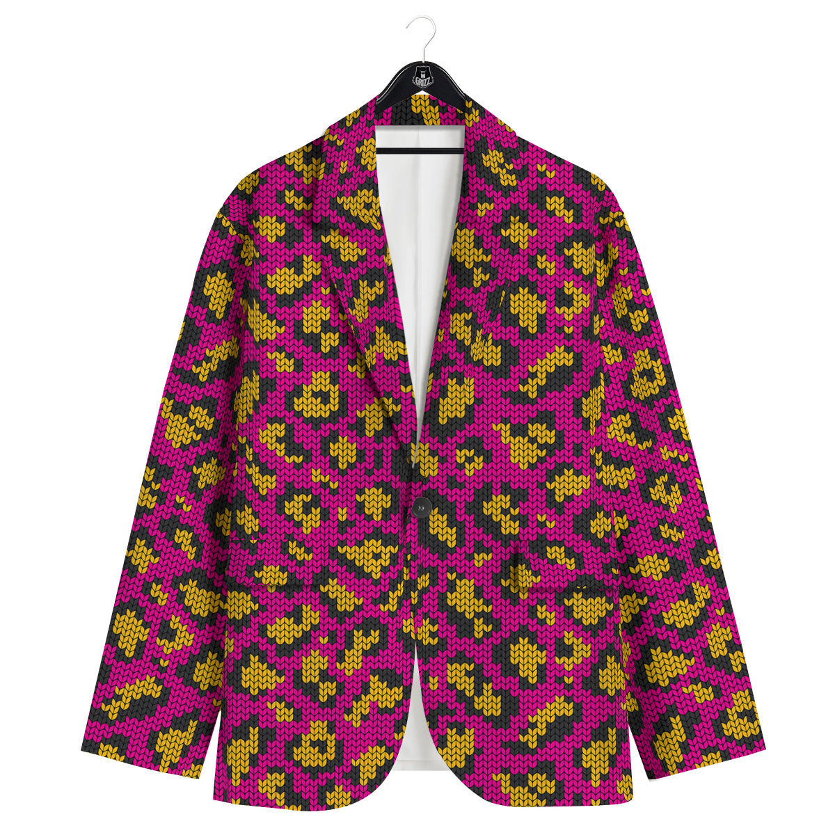 Knitted Wild Pink Leopard Print Pattern Men's Sport Coat-grizzshop