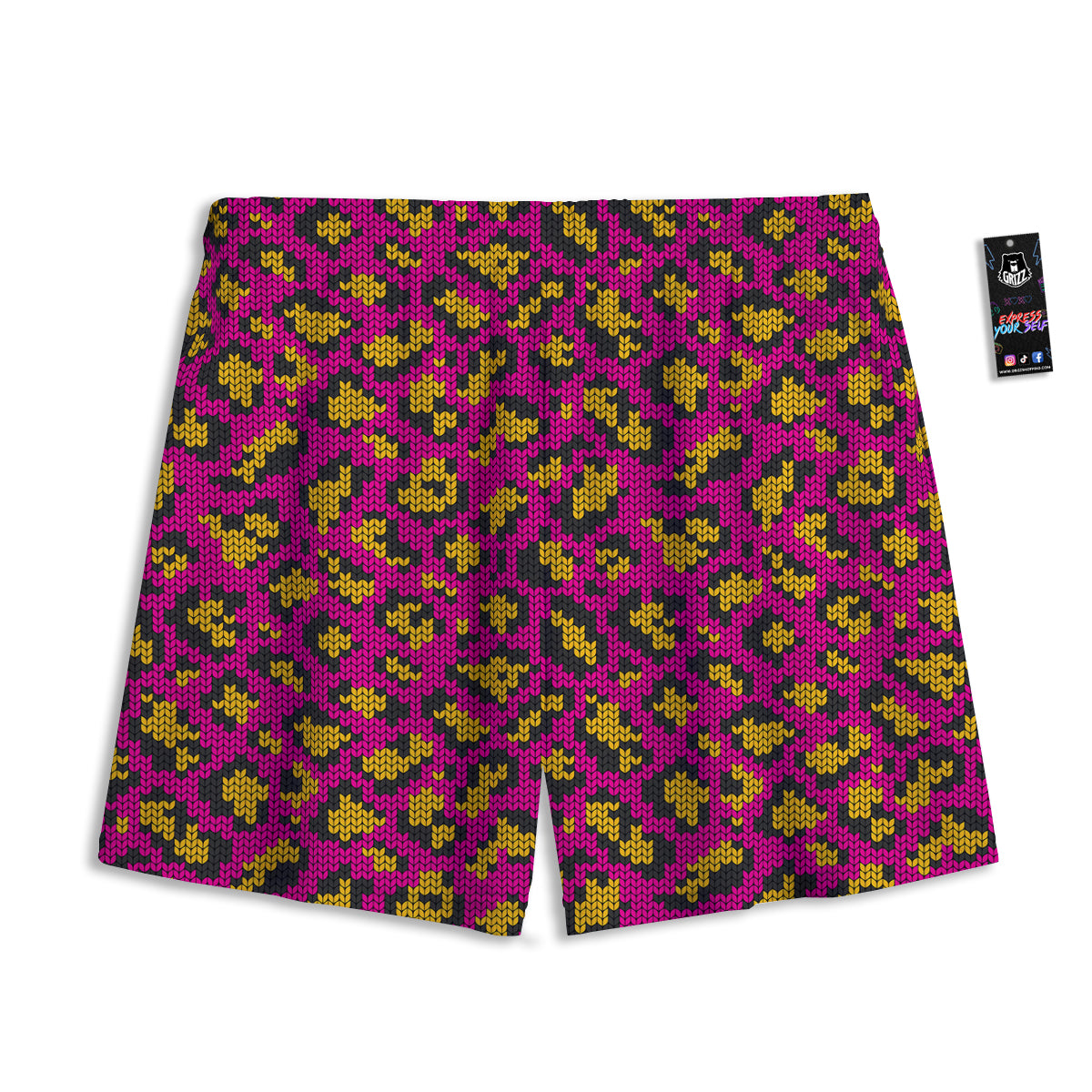 Knitted Wild Pink Leopard Print Pattern Mesh Shorts