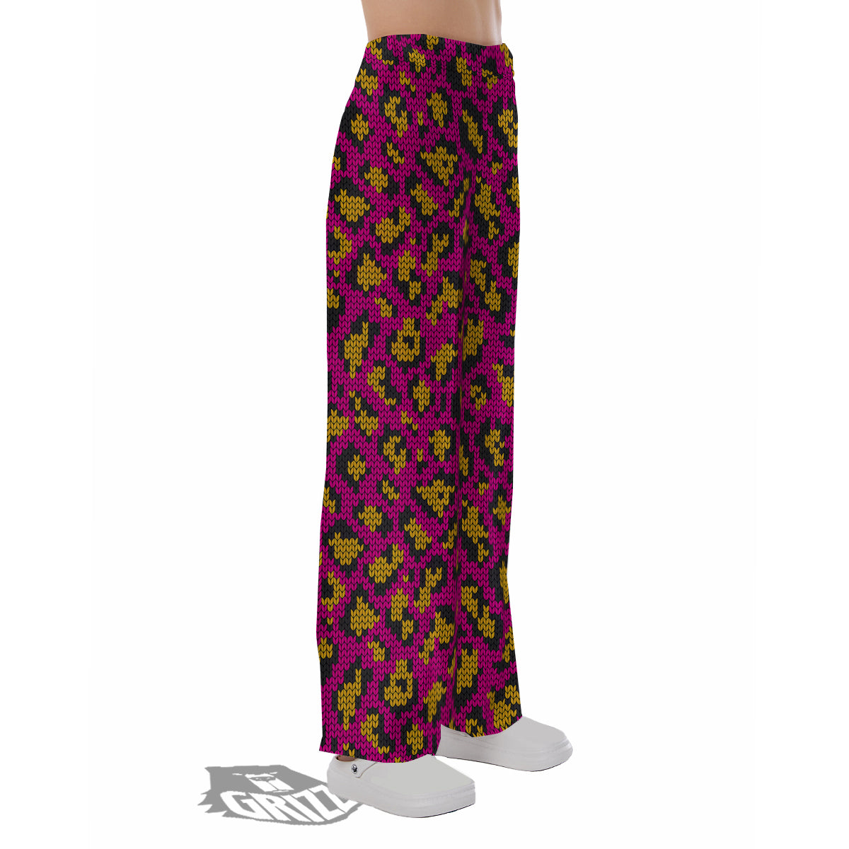 Knitted Wild Pink Leopard Print Pattern Pajama Pants-grizzshop