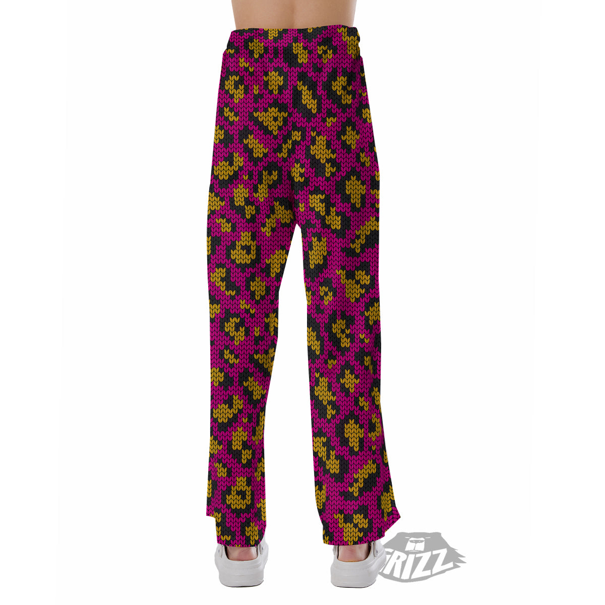 Knitted Wild Pink Leopard Print Pattern Pajama Pants-grizzshop