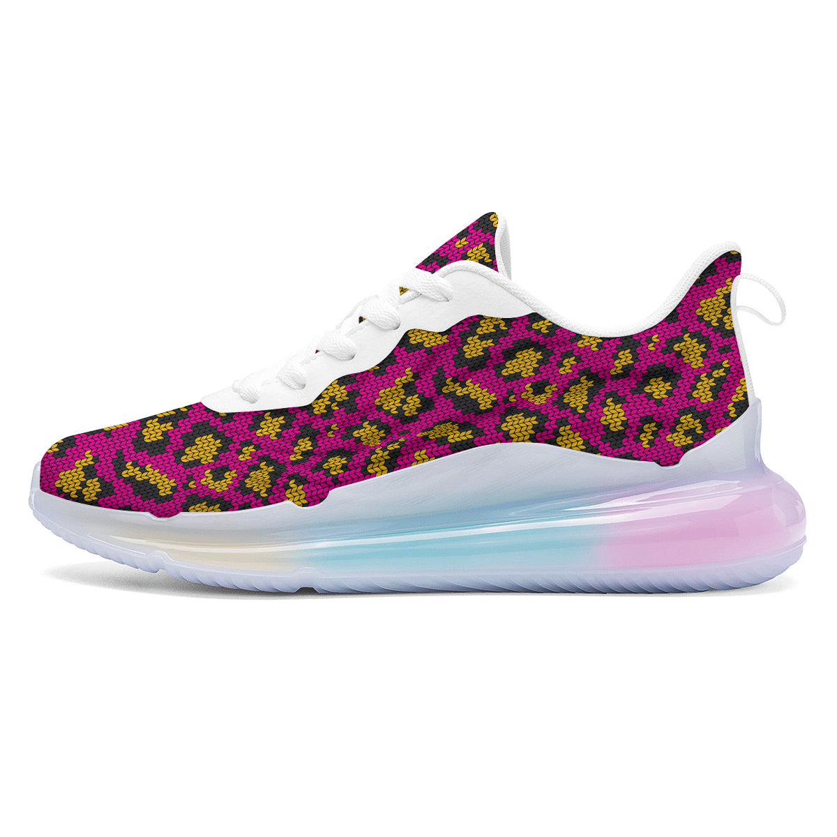 Knitted Wild Pink Leopard Print Pattern Running Sneakers-grizzshop