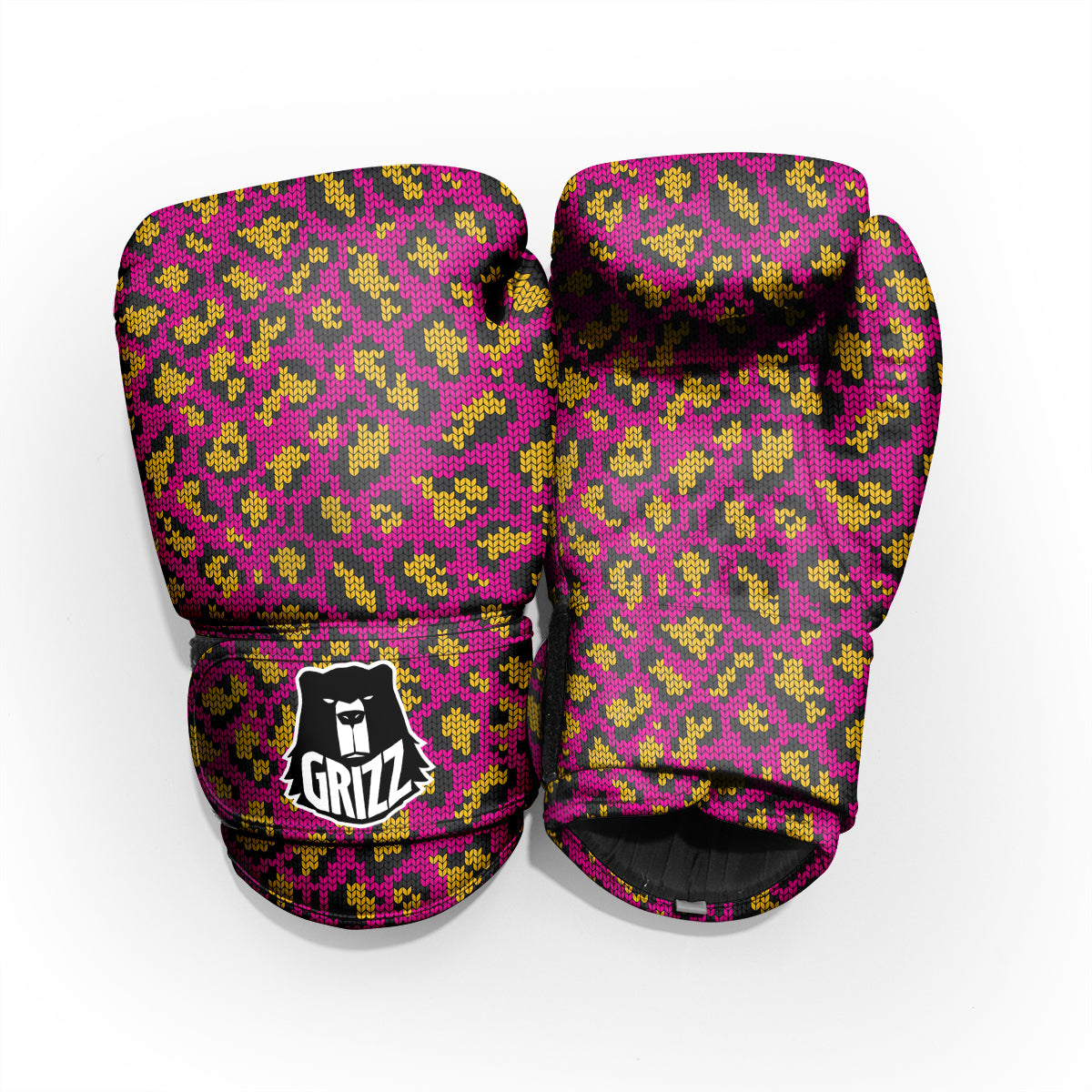 Knitted Wild Pink Leopard Print Pattern Pro Boxing Glove