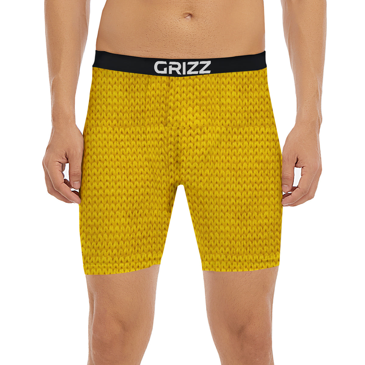 Knitted Yellow Print Pattern Boxer Briefs-grizzshop
