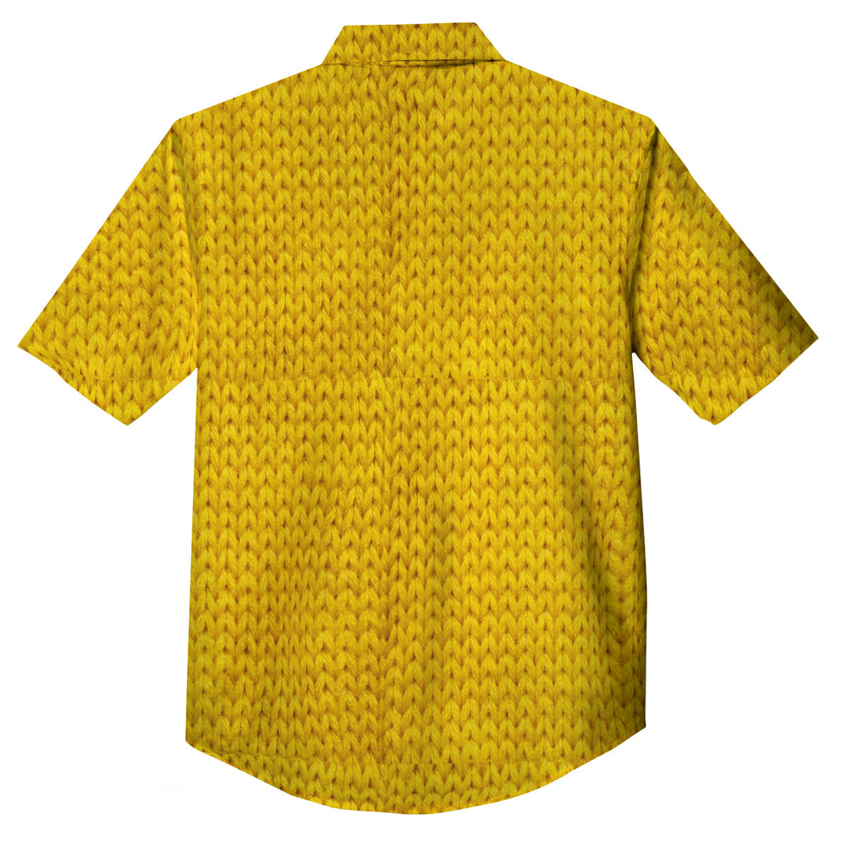 Knitted Yellow Print Pattern Button Up Shirt-grizzshop