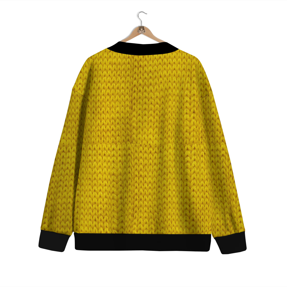 Knitted Yellow Print Pattern Cardigan-grizzshop