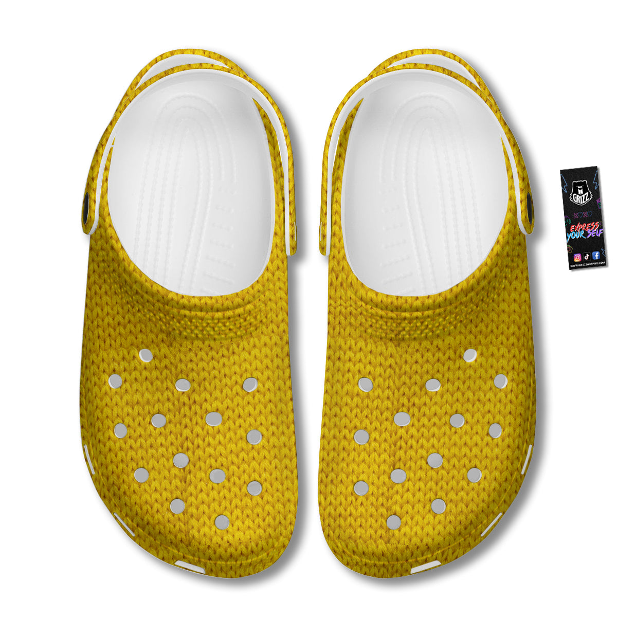 Knitted Yellow Print Pattern Clog-grizzshop