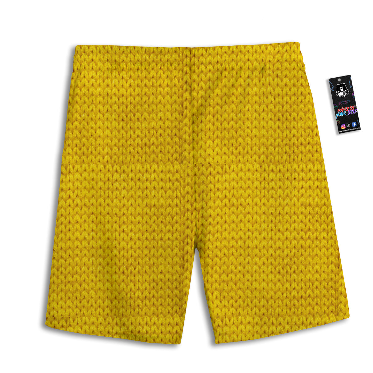 Knitted Yellow Print Pattern Men's Athletic Shorts