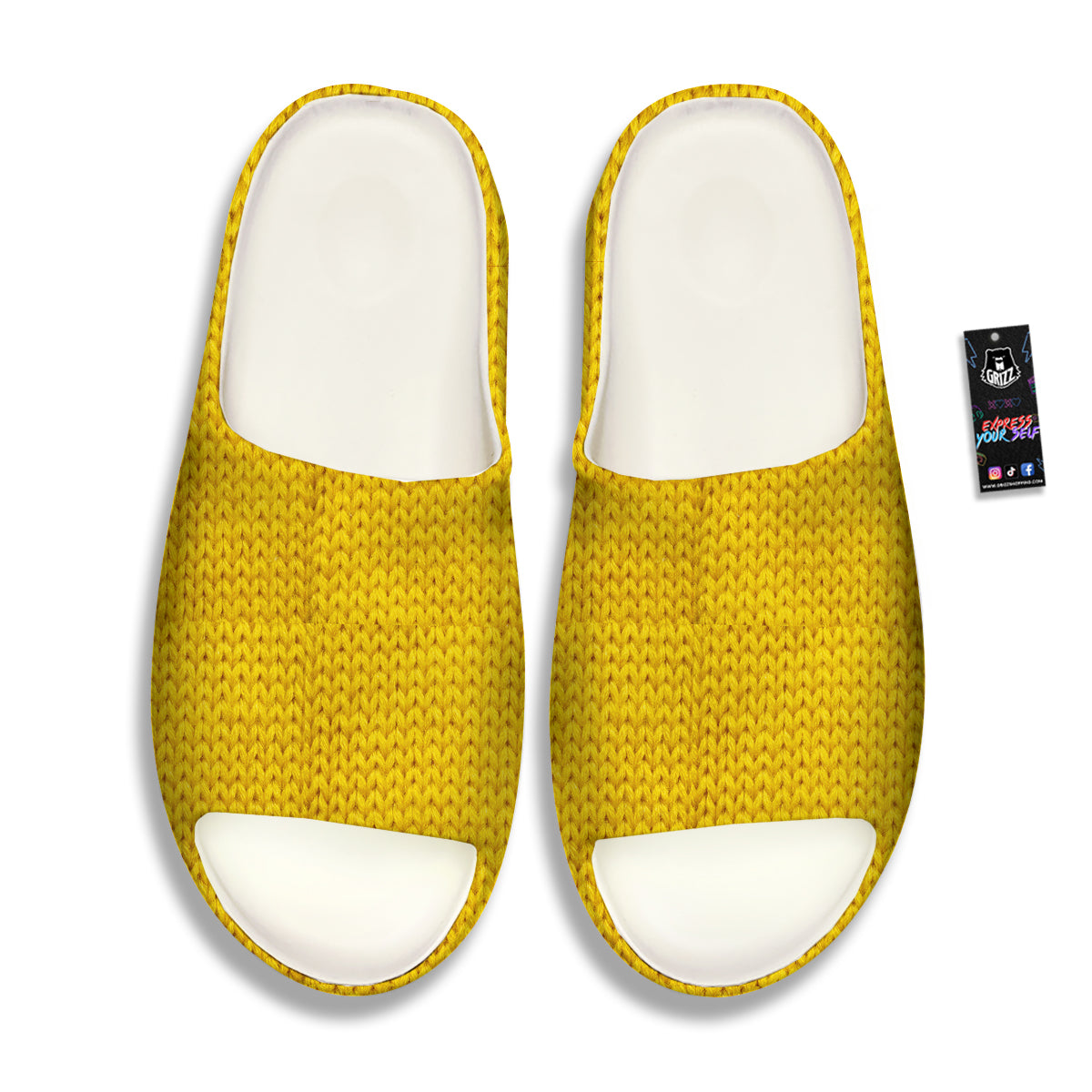 Knitted Yellow Print Pattern Sandals-grizzshop