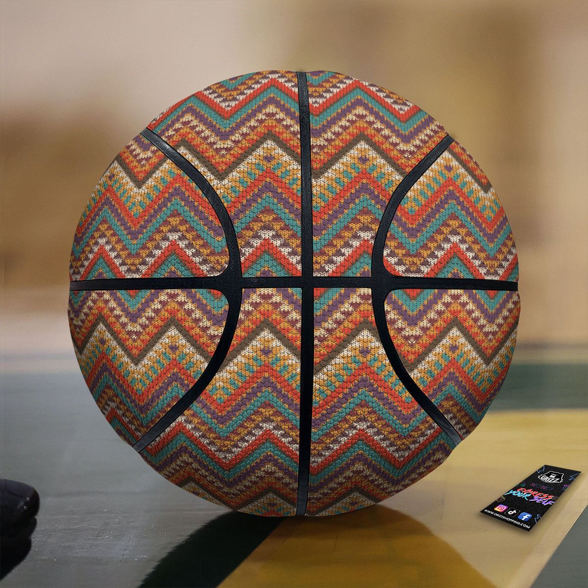 Knitted Zigzag Print Pattern Basketball