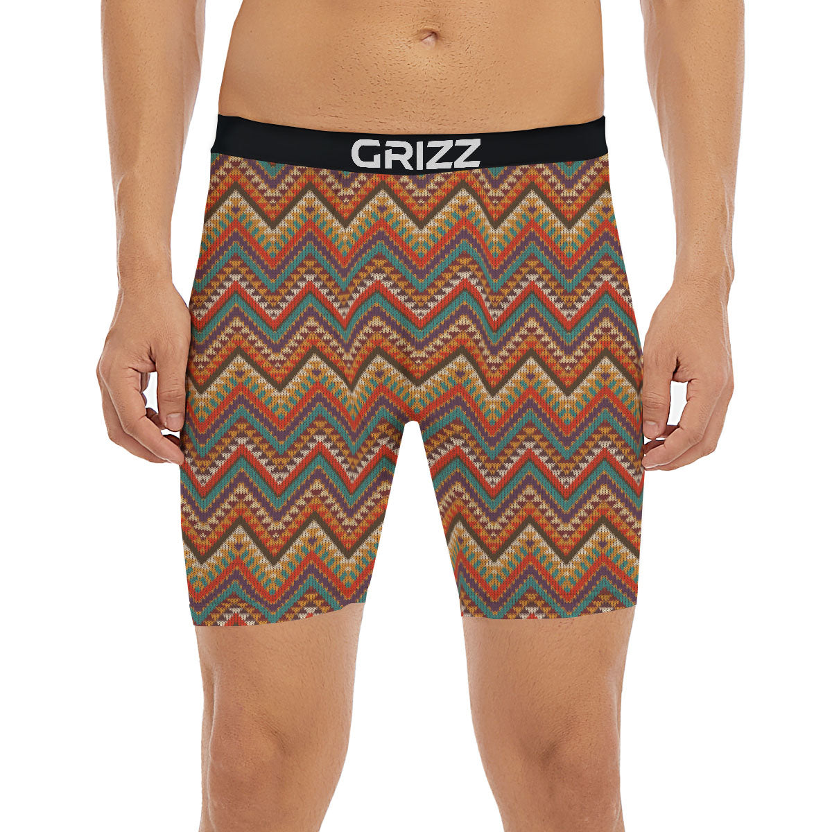 Knitted Zigzag Print Pattern Boxer Briefs-grizzshop