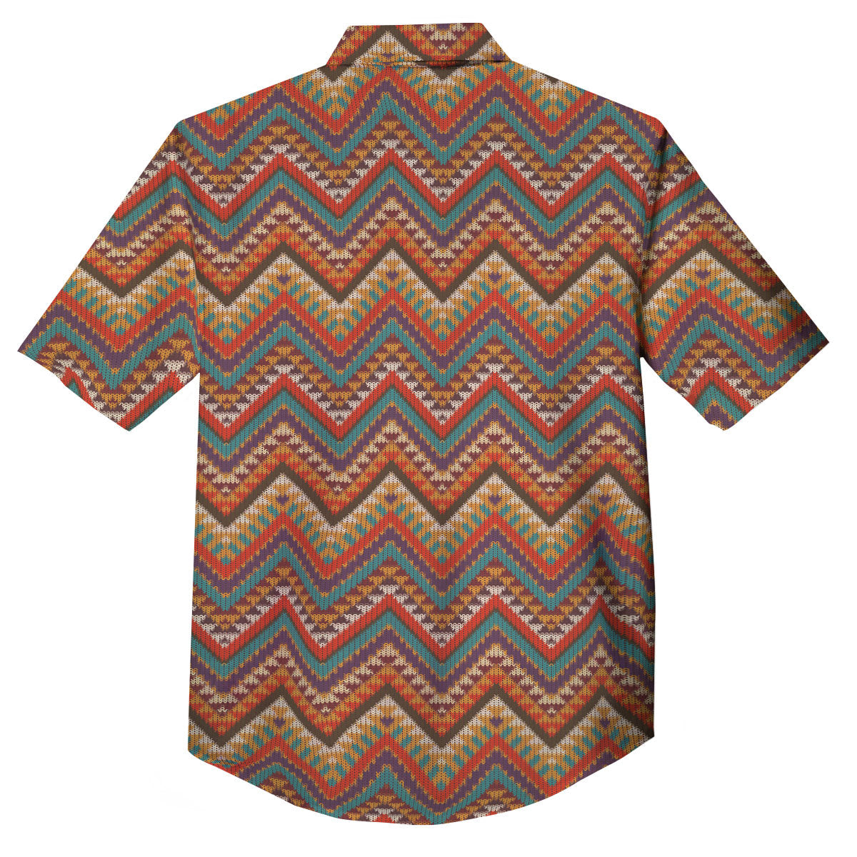 Knitted Zigzag Print Pattern Button Up Shirt-grizzshop