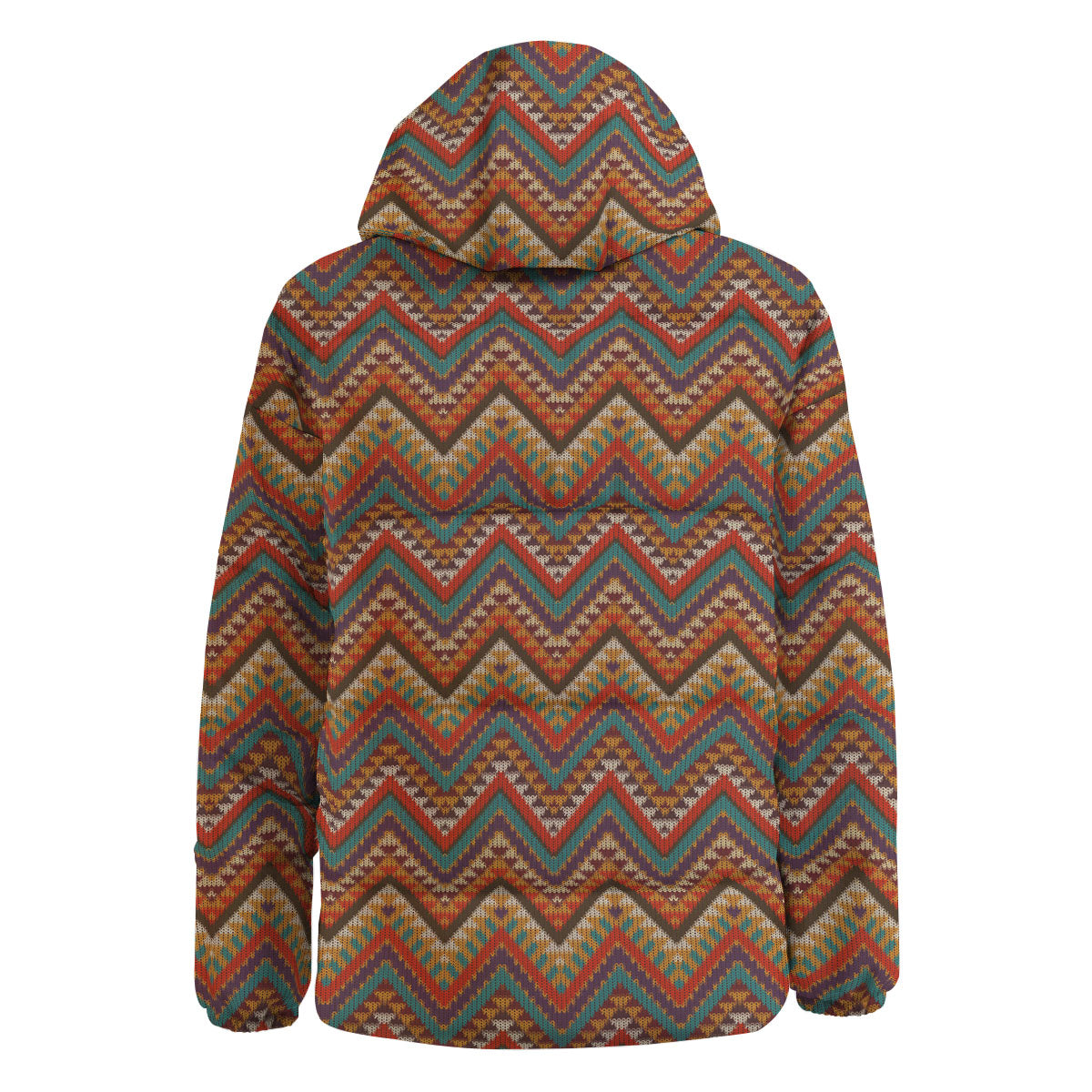 Knitted Zigzag Print Pattern Down Jacket-grizzshop