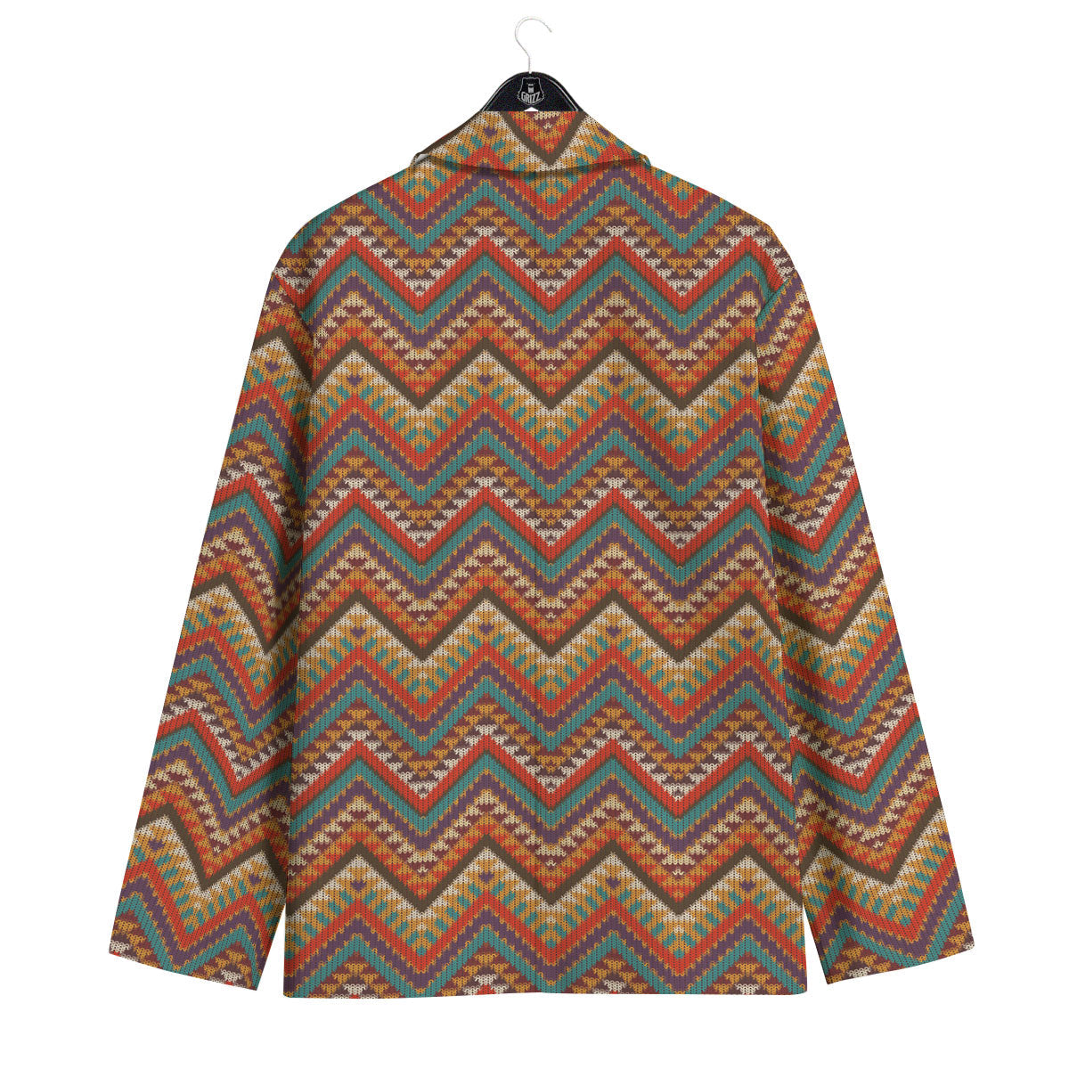 Knitted Zigzag Print Pattern Men's Sport Coat-grizzshop