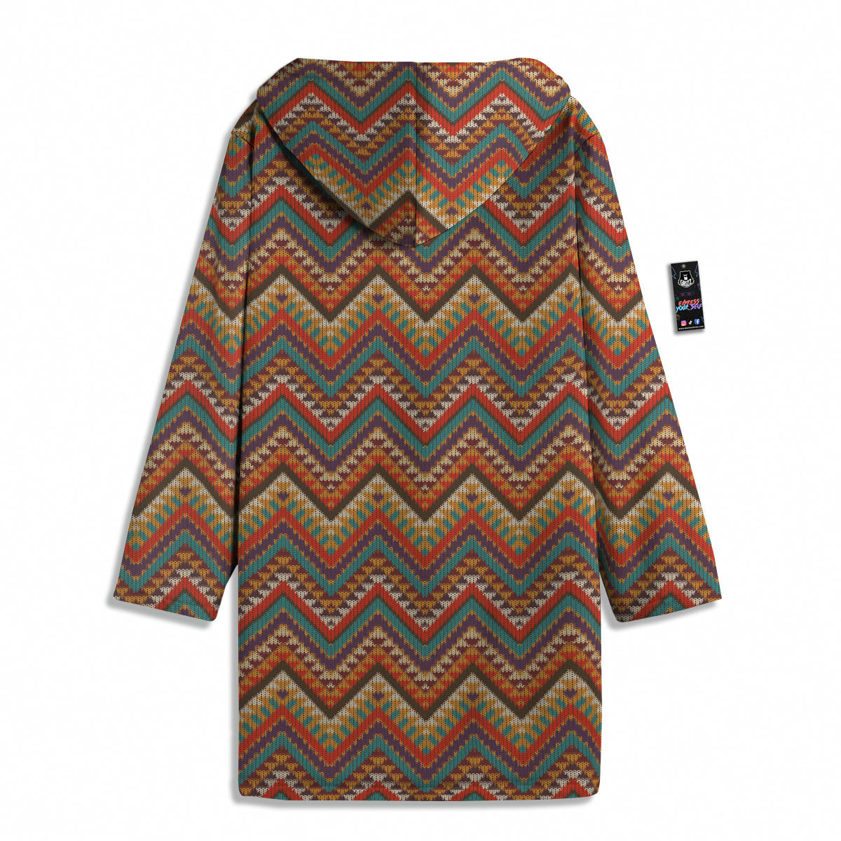 Knitted Zigzag Print Pattern Men's Windbreaker Jacket-grizzshop