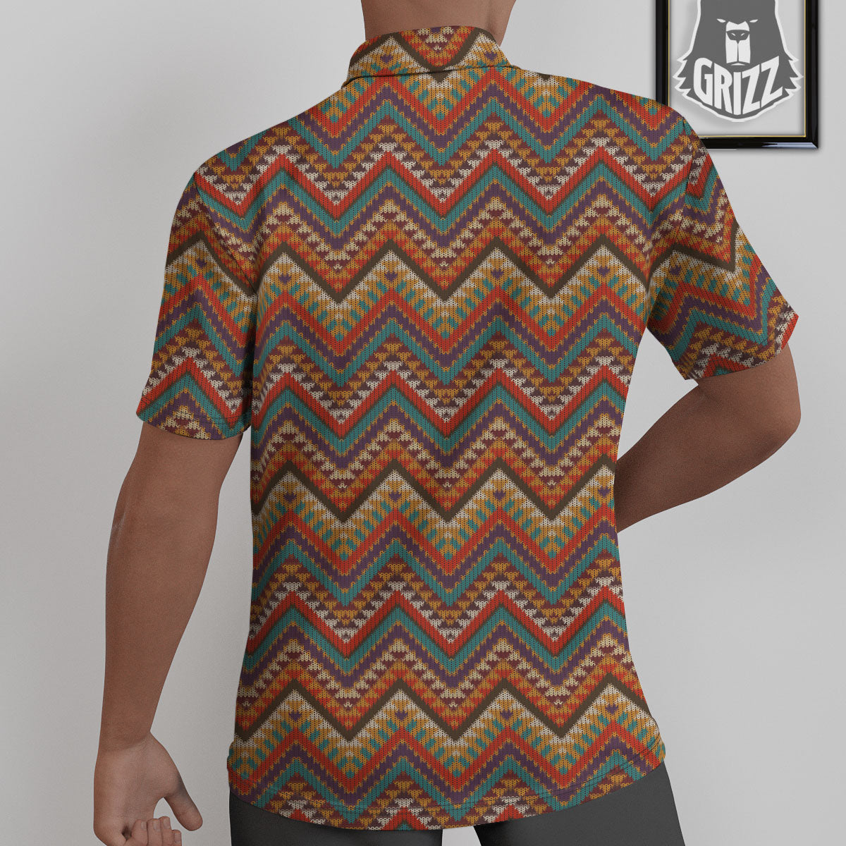 Knitted Zigzag Print Pattern Untucked Shirts-grizzshop
