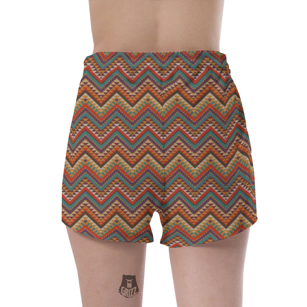 Knitted Zigzag Print Pattern Women's Shorts-grizzshop