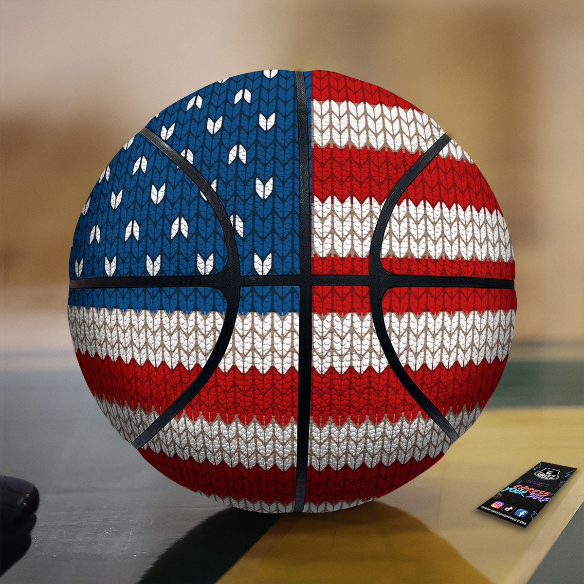 Knitted American Flag Print Basketball