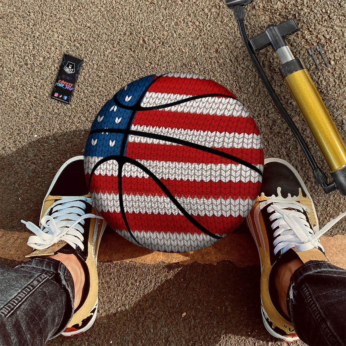 Knitted American Flag Print Basketball