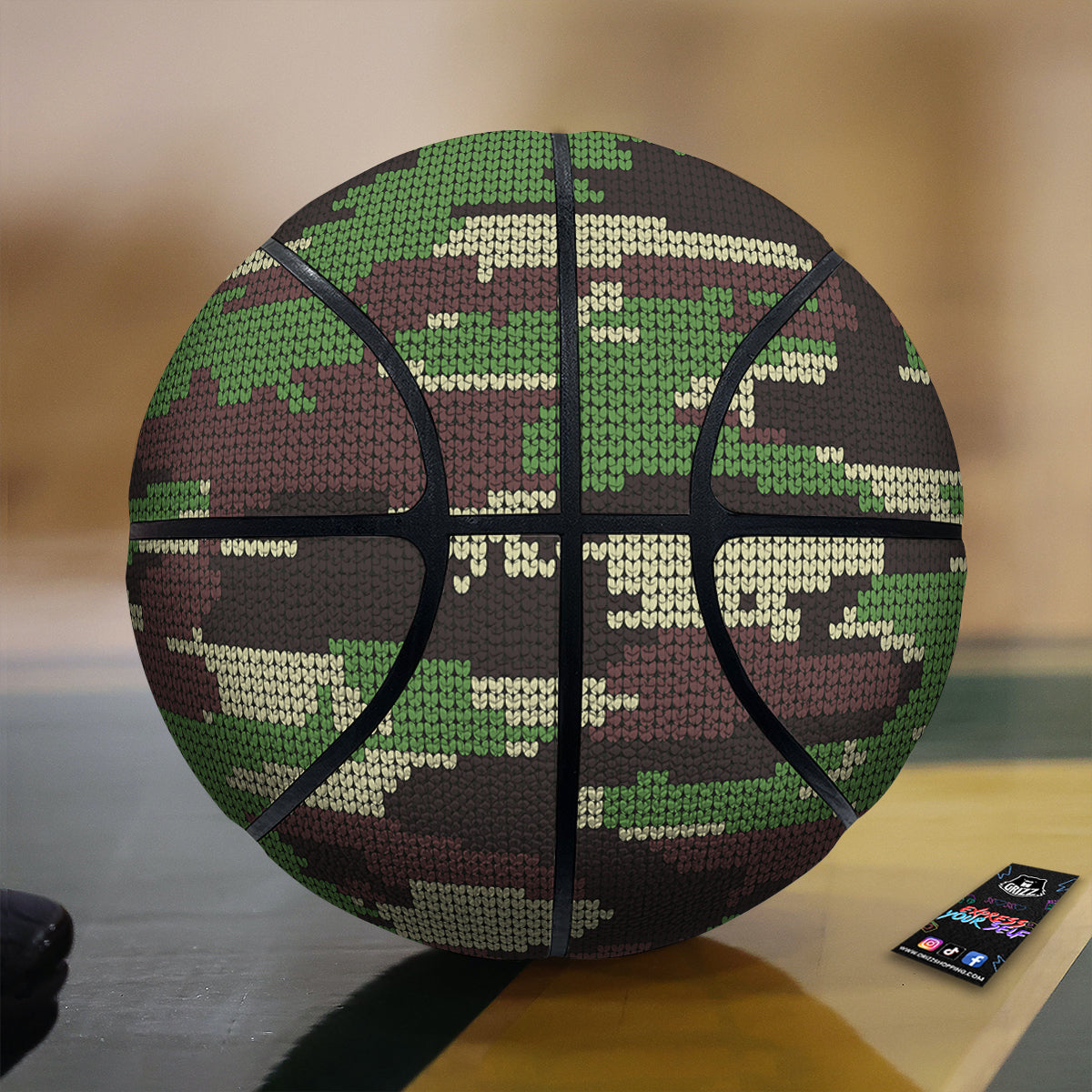Knitted Army Camouflage Print Pattern Basketball