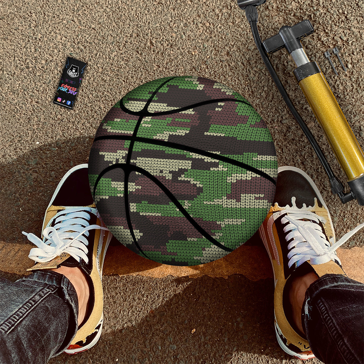 Knitted Army Camouflage Print Pattern Basketball