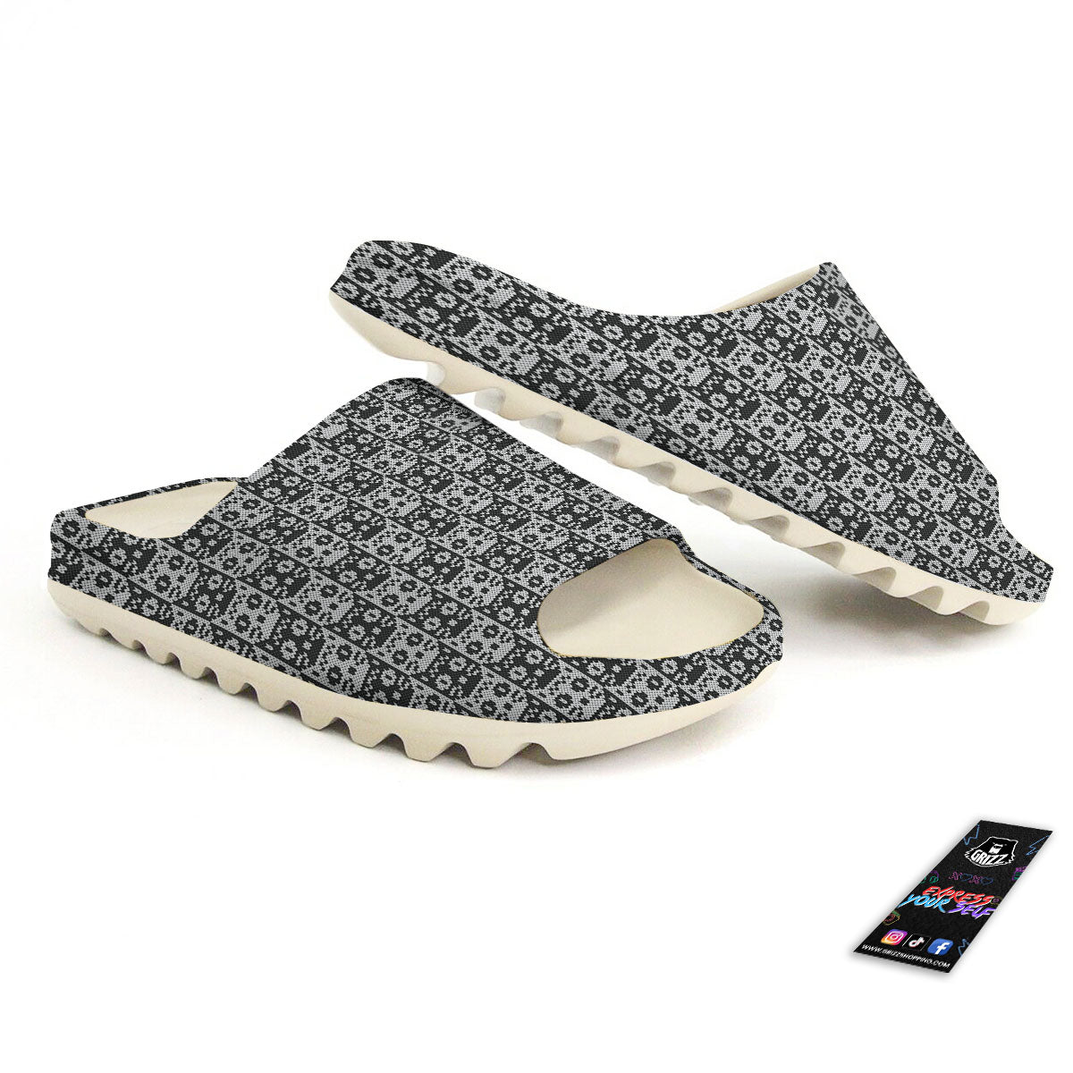 Knitted Black Cat Print Pattern Sandals-grizzshop