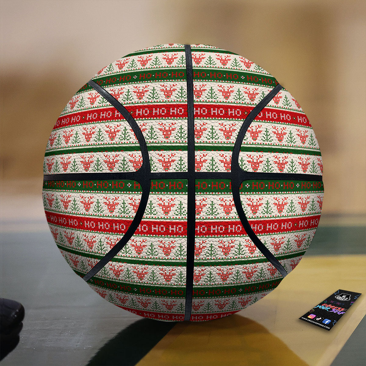 Knitted Christmas Print Pattern Basketball