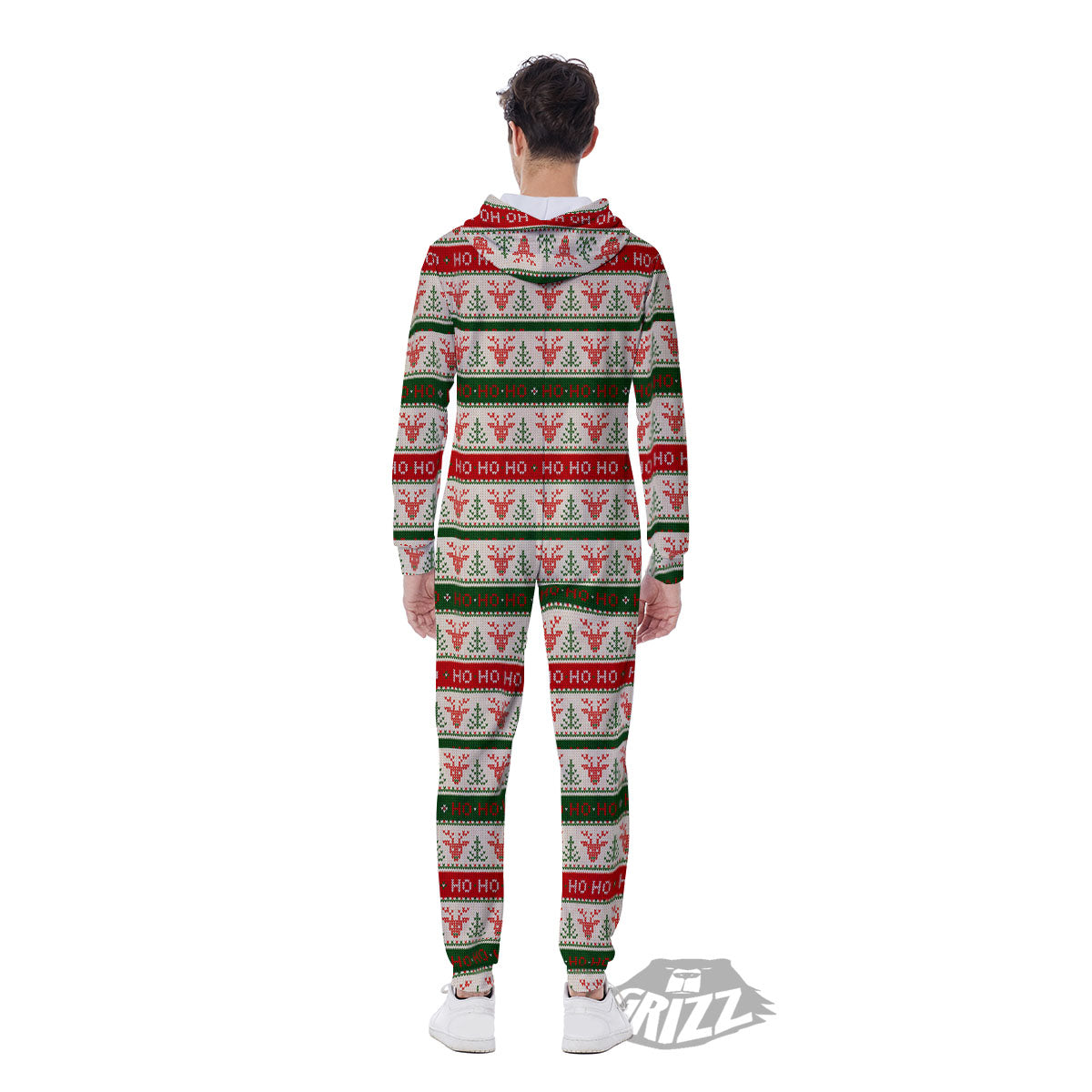 Knitted Christmas Print Pattern Men's Jumpsuit-grizzshop