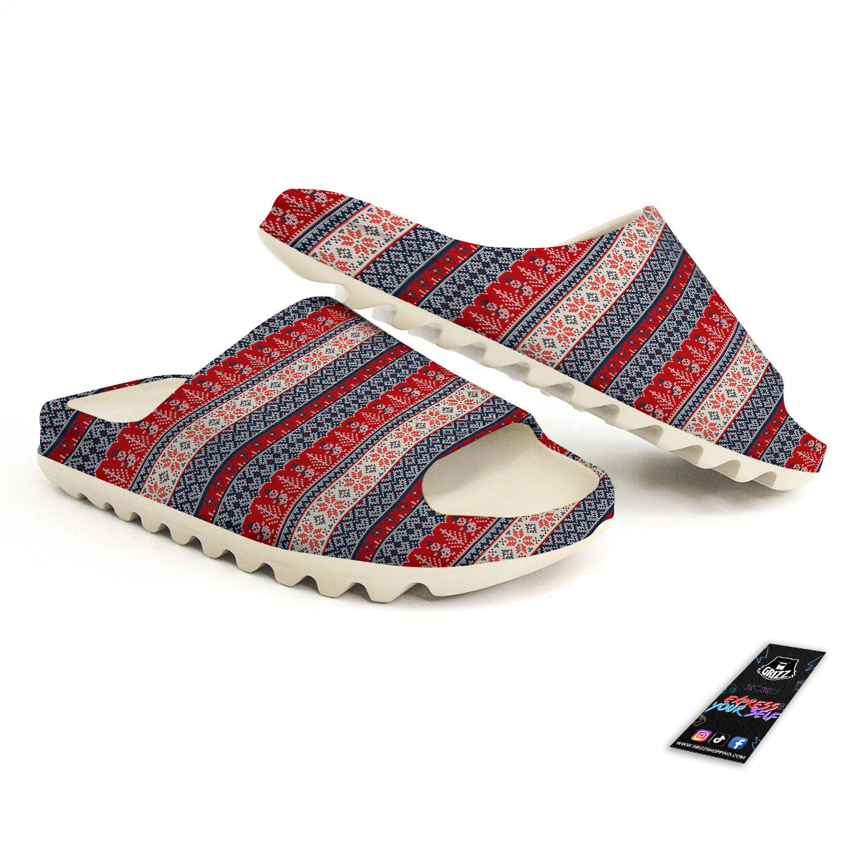 Knitted Christmas Snowman Print Pattern Sandals-grizzshop