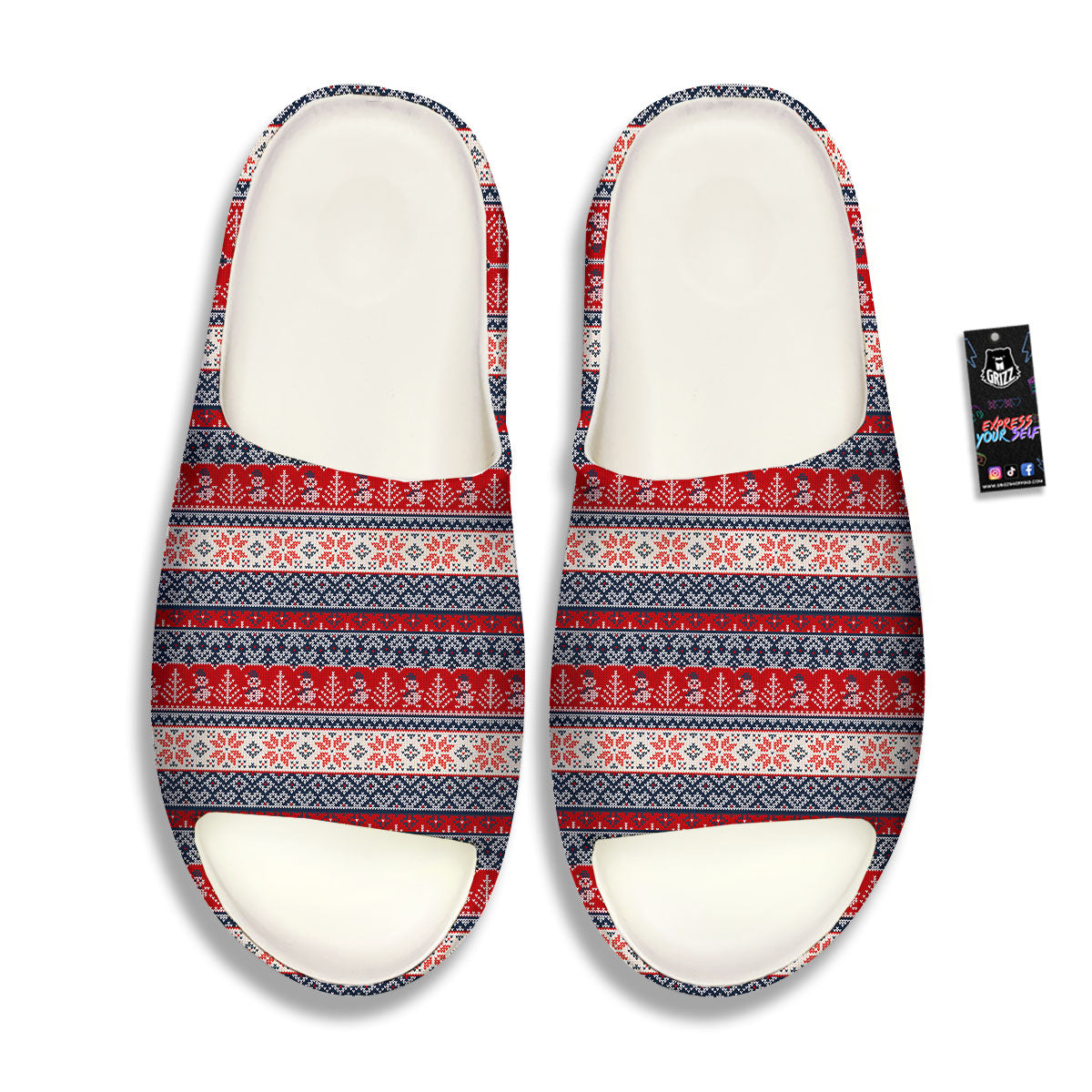 Knitted Christmas Snowman Print Pattern Sandals-grizzshop