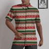 Knitted Christmas Tree Print Pattern Untucked Shirts-grizzshop