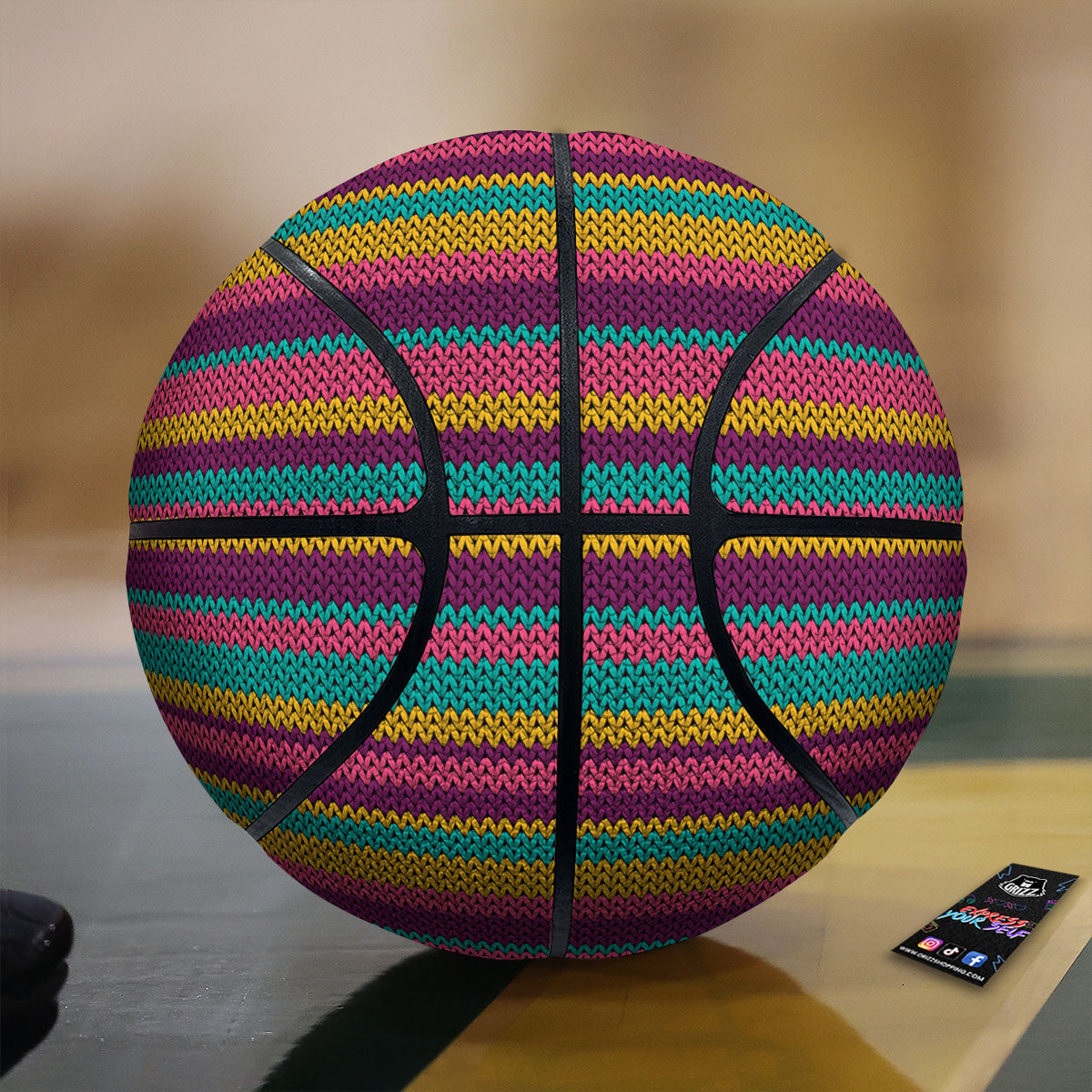 Knitted Colorful Print Pattern Basketball