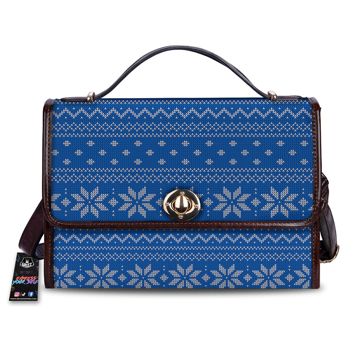 Knitted Holiday Winter Print Pattern Women's Satchel Bag