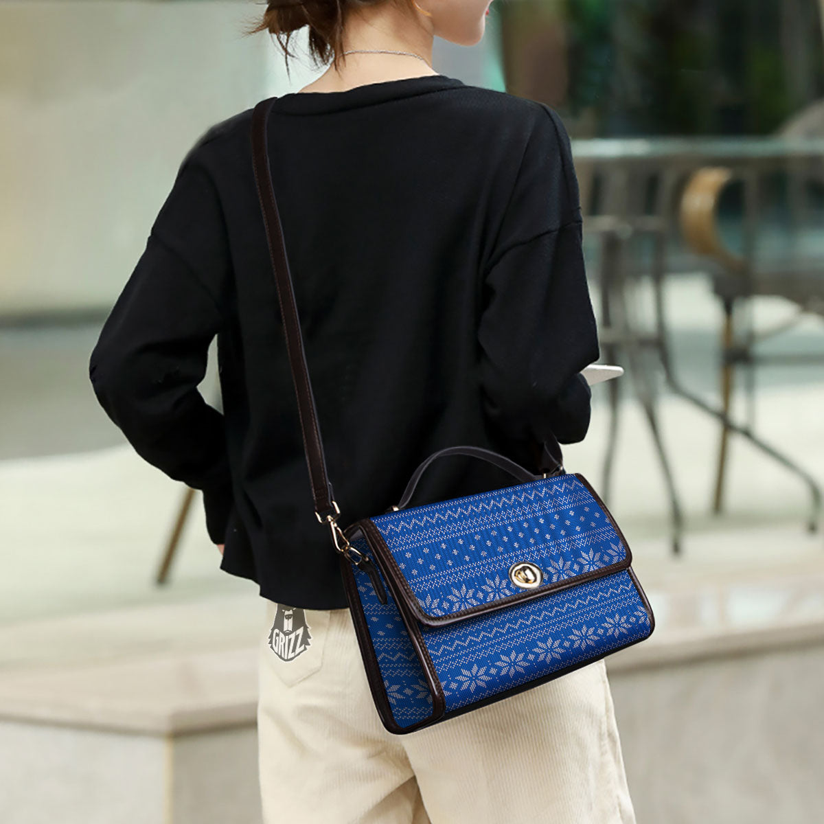 Knitted Holiday Winter Print Pattern Women's Satchel Bag