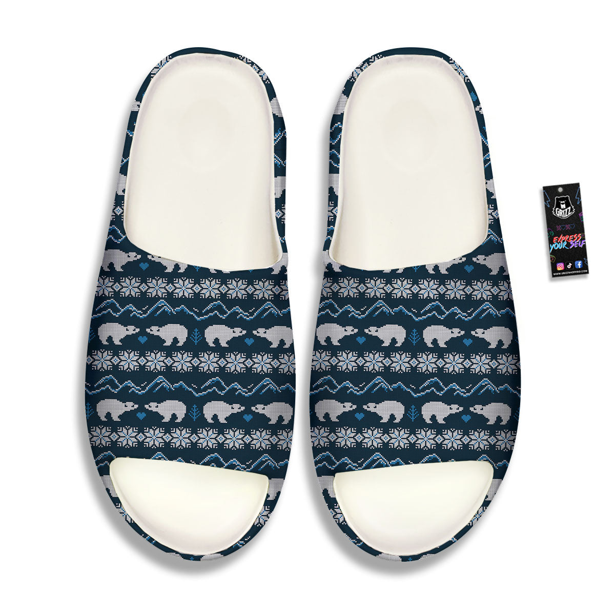 Knitted Polar Bear Print Pattern Sandals-grizzshop