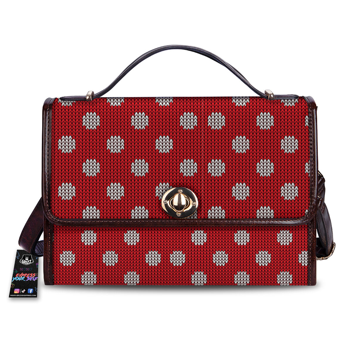 Knitted Polka Dot Print Pattern Women's Satchel Bag