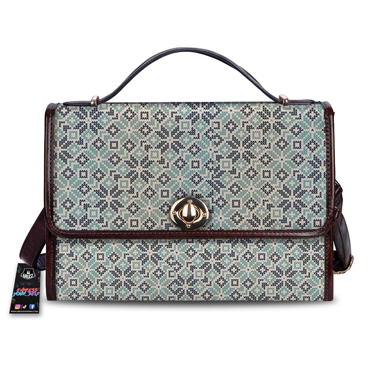 Knitted Snow Print Pattern Women's Satchel Bag