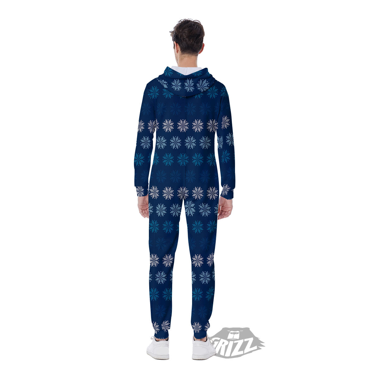 Knitted Snowflakes Print Pattern Men's Jumpsuit-grizzshop