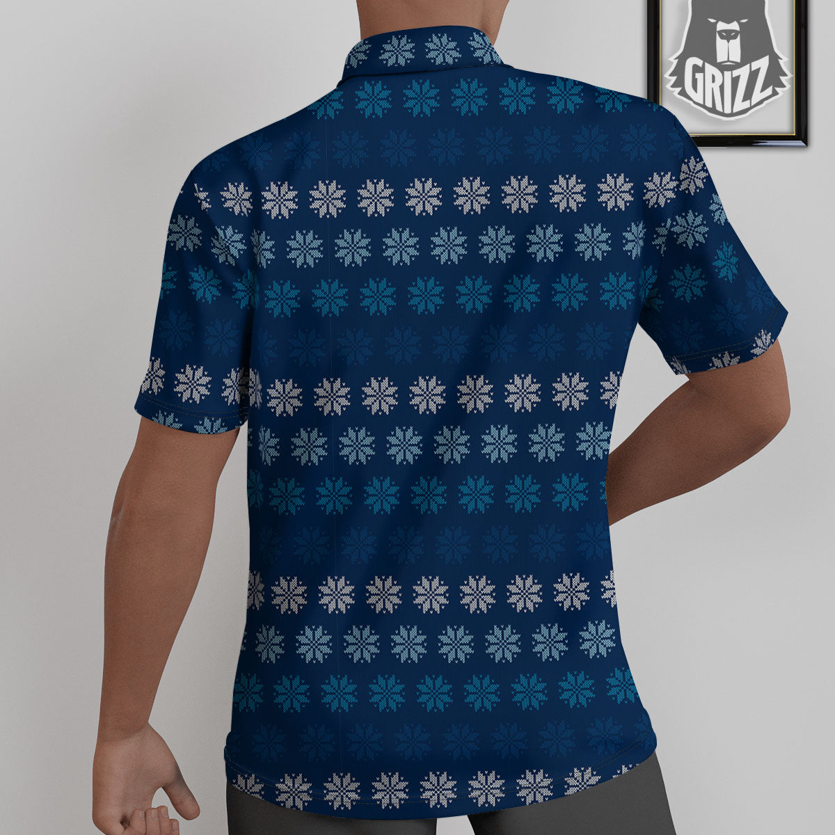 Knitted Snowflakes Print Pattern Untucked Shirts-grizzshop